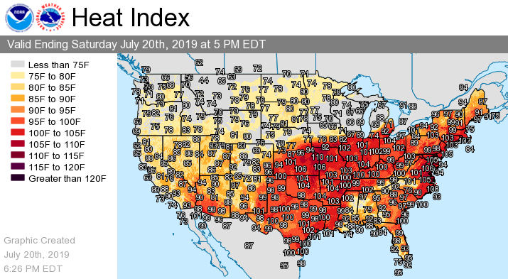 Heat Index of July 20th, 2019