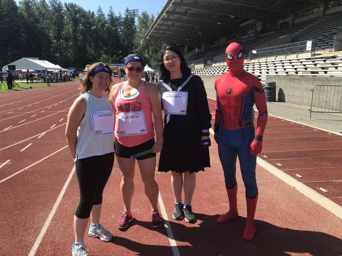 canucksautism's tweet photo. 4️⃣0️⃣ laps. The Amazing Spider-Man did an amazing 40 laps at the #CANRelay today. Thank you for supporting CAN, Spidey!🕷 https://t.co/BOafCSVe7t