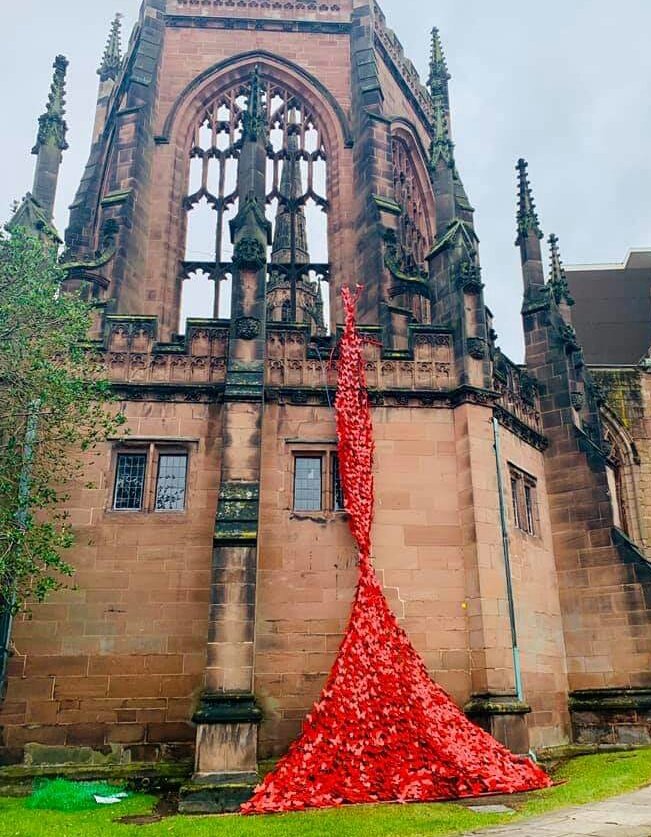 PassTheSmileOrg's tweet photo. We went to see Ben's butterfly today. We decided his would be the one racing up near the top &amp; going slightly in a different direction. He did love to throw us a curve ball 😂

@MytonHospices installation is on display @CovCathedral until 2 Aug. It's beautiful #ChildhoodCancer🎗 https://t.co/7lqbyMQVFl
