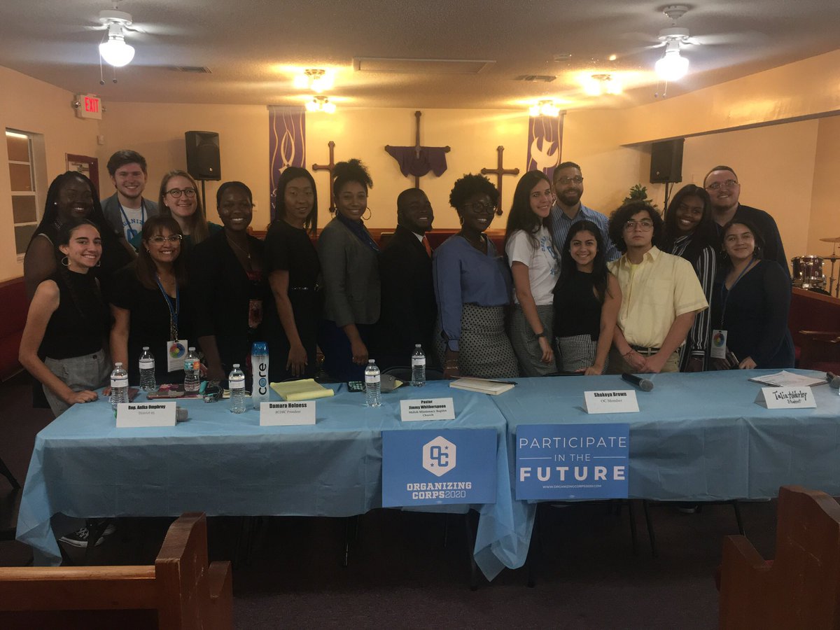 MiamiDadeDems's tweet photo. Fruitful conversation today with engaging young organizers from @orgcorps2020. They are ready to make waves turning out more votes in the black community in South Florida. Extra special thanks to @RepOmphroy for your testimony. 

We felt that 💙

#WhenWeVoteWeWin https://t.co/jsYE8ksPPy