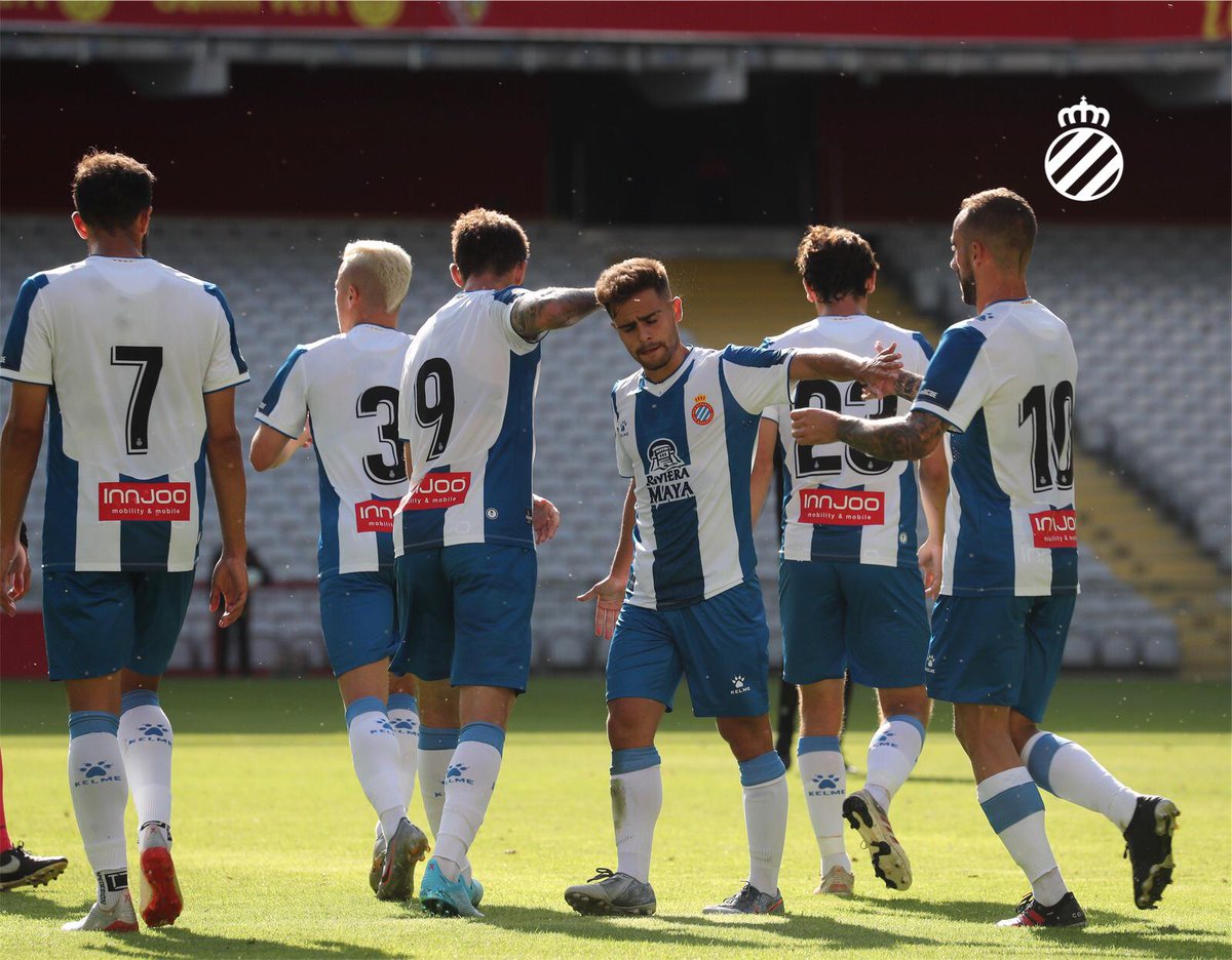 Celebración de un tanto perico (Foto: RCDE).