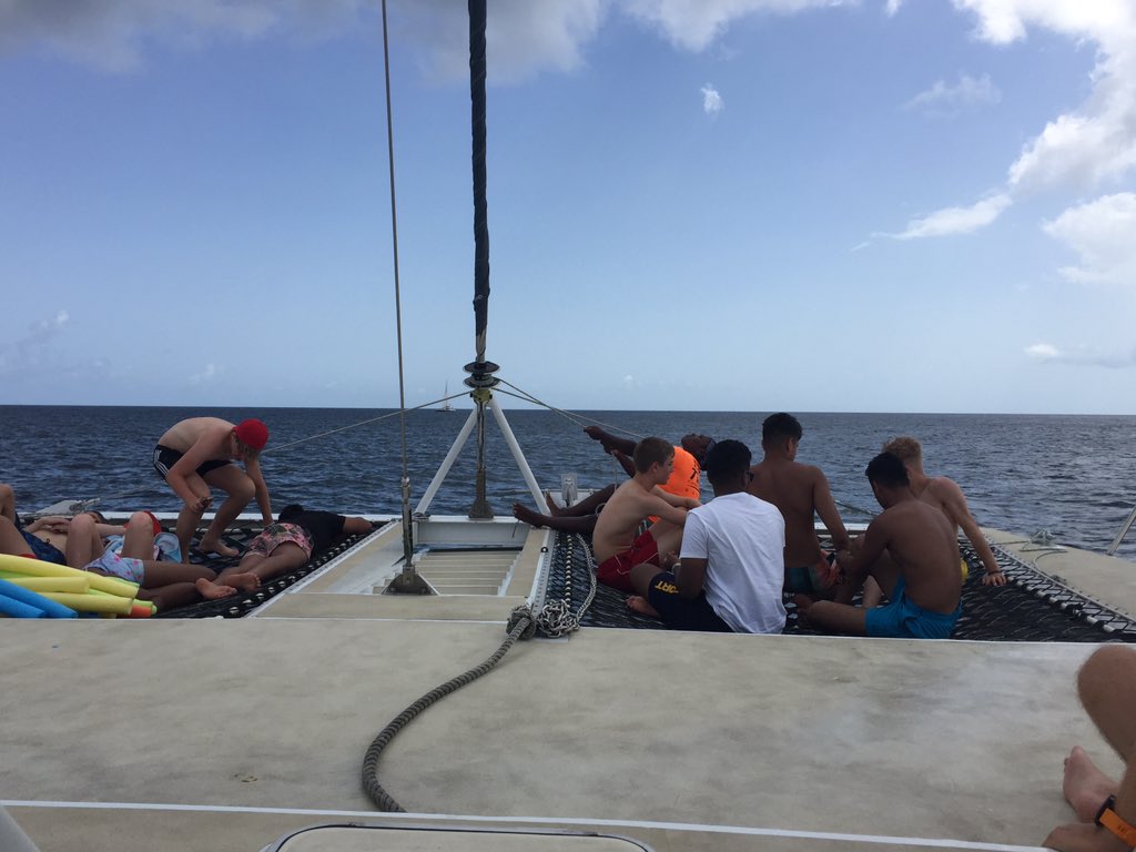 CricketTour_NHS's tweet photo. A great day out today on the Tiami Catamaran Cruise. A nice lunch along with sun, music, sea, snorkelling with turtles and down time on the beach 🚤 🏊‍♂️ 🐢🏝 🌞 https://t.co/5QGlHMw72E