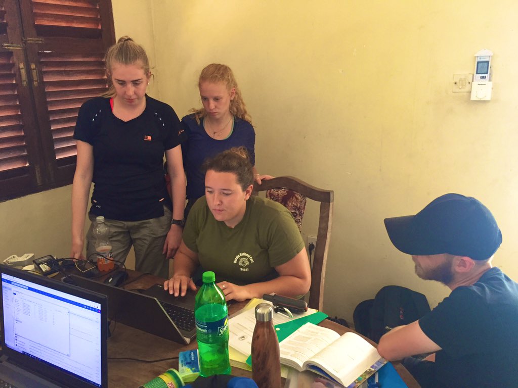 ZanzRedColobus's tweet photo. Today in field skills training: @Zoe_Melvin doing a demonstration of how to get the most out of your GPS unit functionality and how to get the waypoints downloaded and organized while in the field. https://t.co/9K6dekCbKn