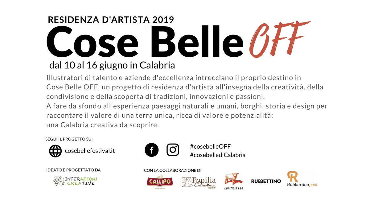 DeborahDeRose8's tweet photo. Connettere valore è quello che amo fare di più: è da questo spirito che nasce Cose Belle OFF - la Residenza d'artista alla scoperta delle Cose Belle di Calabria. L’edizione 2019 è stata strepitosa. #calabria #cosenza #cosebelledicalabria #illustrazione #residenzadartista #cboff19 https://t.co/Aufed0VCjW