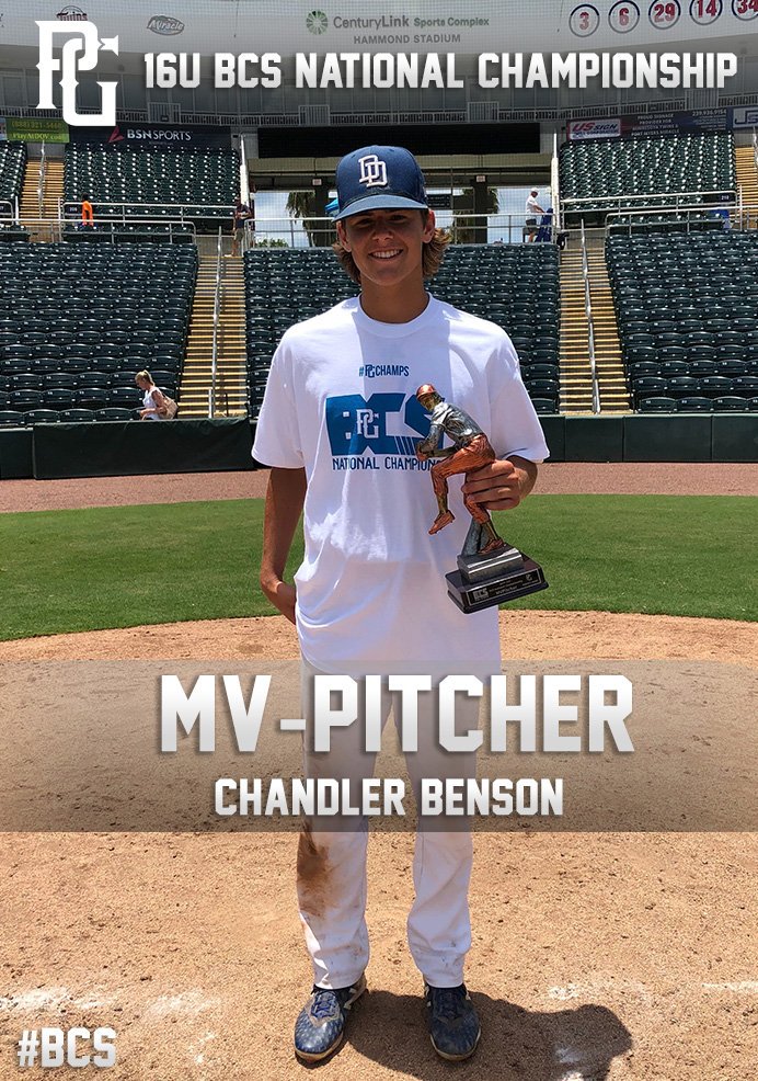 PG_Tourney's tweet image. Congrats to the 2019 BCS National Champions - @DDtxprime2021 🏆
Runner-Up: @TEAMELITENATION 
MVP: Dylan Leach
MV-Pitcher: Chandler Benson
#BCS #PerfectGame