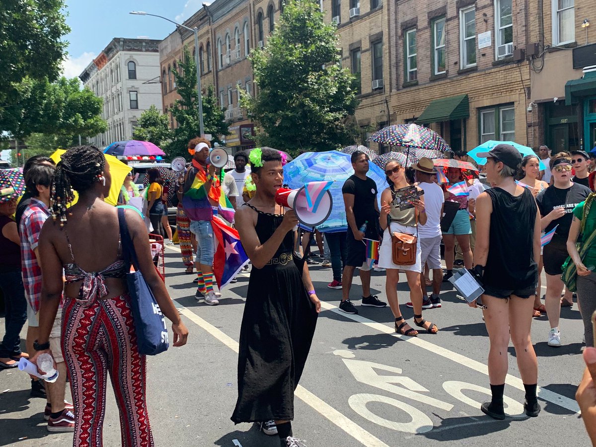 Samynemir's tweet photo. #BushwickPride- LGBTQ youth talking about gentrification in Brooklyn impacting communities of color. https://t.co/NZELB7j504