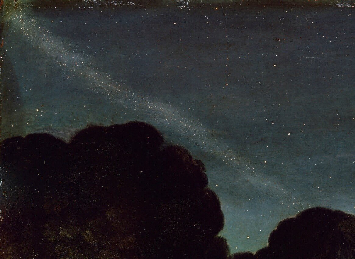 JacopoVeneziani's tweet image. Cinquant’anni fa, la Luna. #MoonDay #Apollo50th

410 anni fa, la prima rappresentazione pittorica della Via Lattea, dipinta da Adam Elsheimer (@Pinakotheken ).

Da notare anche le macchie lunari raffigurate dall’artista.

Un’opera per la @Space_Station 🚀

#EXP60 #MissionBeyond