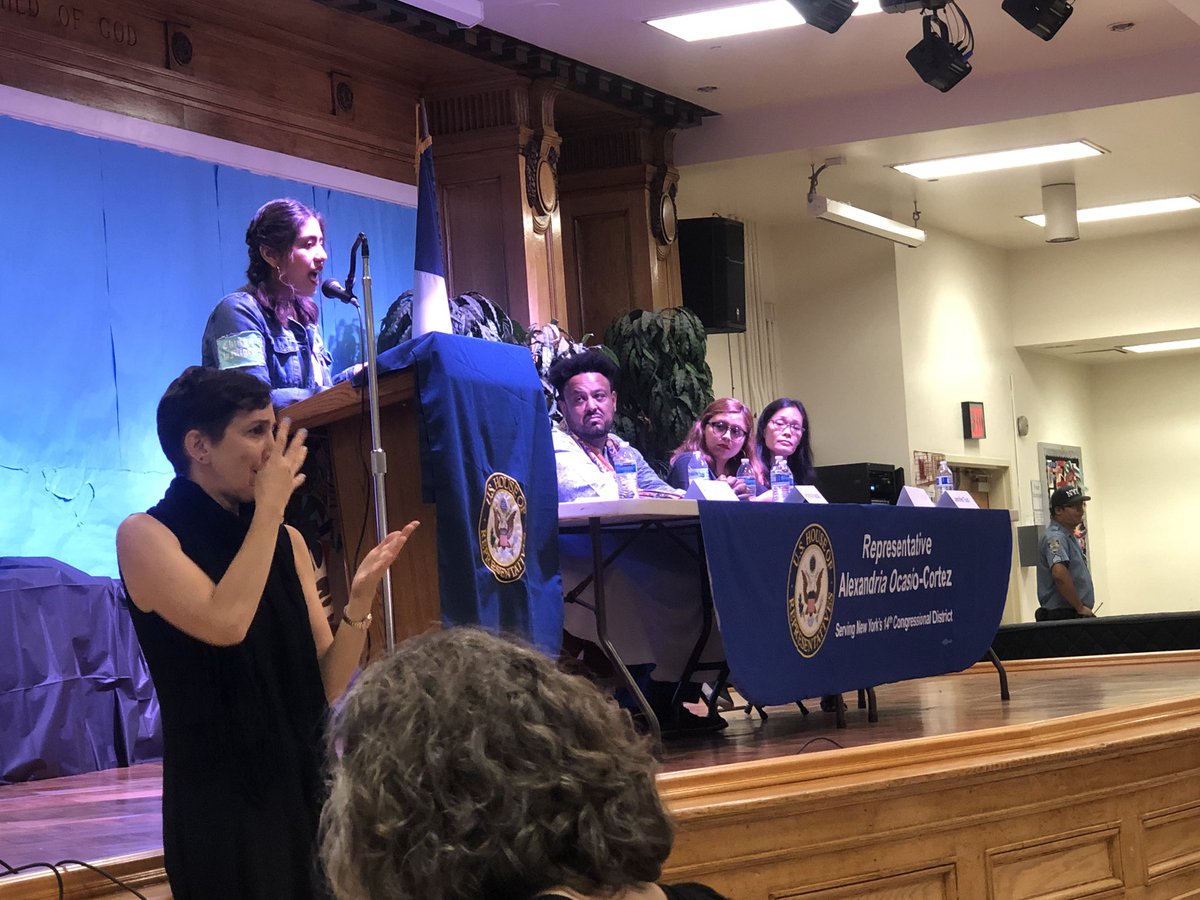votejgr's tweet photo. “Dismantle ICE...the only crimes that the immigrants are facing are crimes of poverty” So powerful ✊🏽@RepAOC #ImmigrationForum https://t.co/JOv39IJlPU