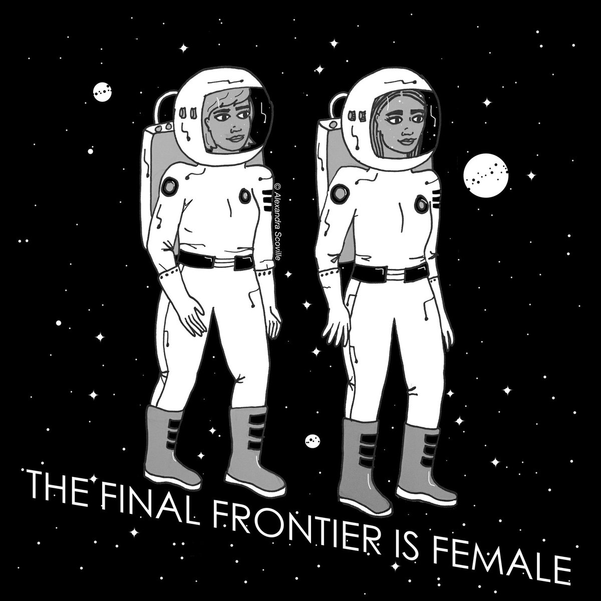 artbyallie's tweet photo. Here’s to the women who made the moon landing possible and here’s to the future! #moonfuture #thefinalfrontierisfemale #moonday #Apollo11 https://t.co/BkIXGc82bL