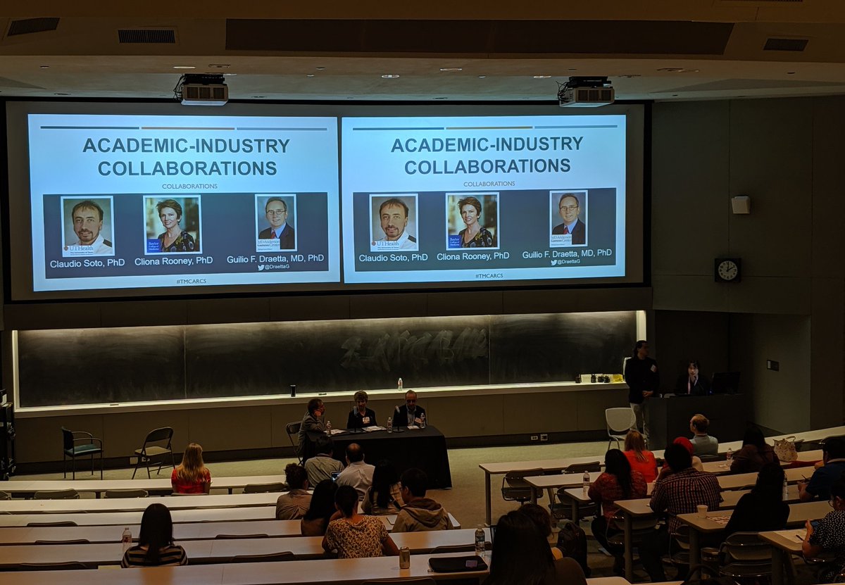 TMCARCS's tweet photo. Our last #tmcarcs breakout session on fostering "Academic- Industry Collaborations"  @TXMedCenter experts @DraettaG, Dr.Cliona Rooney and Dr.Claudio Soto share their experiences and engage with @bcmhouston @MDAndersonNews @UTHealth #postdocs #graduate students https://t.co/wfu0kthcsz