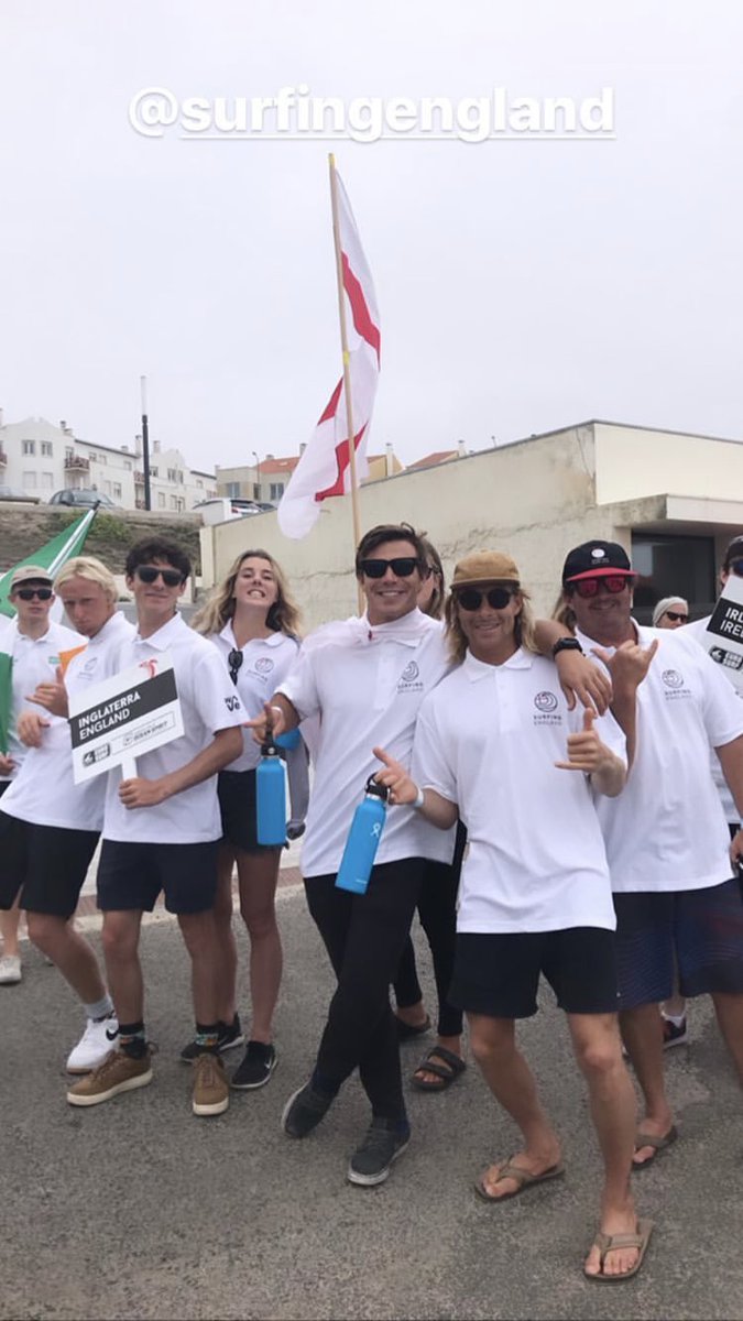 Here we go! Opening ceremony day here In Portugal for the European championships with #teamengland! Thanks to <a href="/KorevLager/">korev</a> <a href="/dryrobe/">dryrobe</a> <a href="/stance/">Stance</a> <a href="/candmclub/">Caravan and Motorhome Club</a> <a href="/TheWave/">The Wave</a> <a href="/Pacsafe/">Pacsafe</a> and <a href="/HydroFlask/">Hydro Flask</a> for supporting team <a href="/SurfingEngland/">Surfing England</a> !!