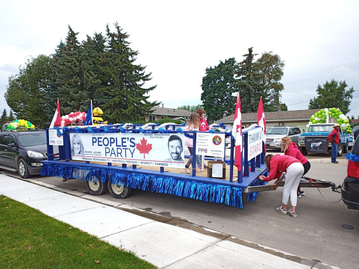 Kara_jd's tweet photo. Putting the finishing touches on our PPC float at the Carstairs parade this morning. Go Team PPC!! 😊 https://t.co/Ce6UscmeL6