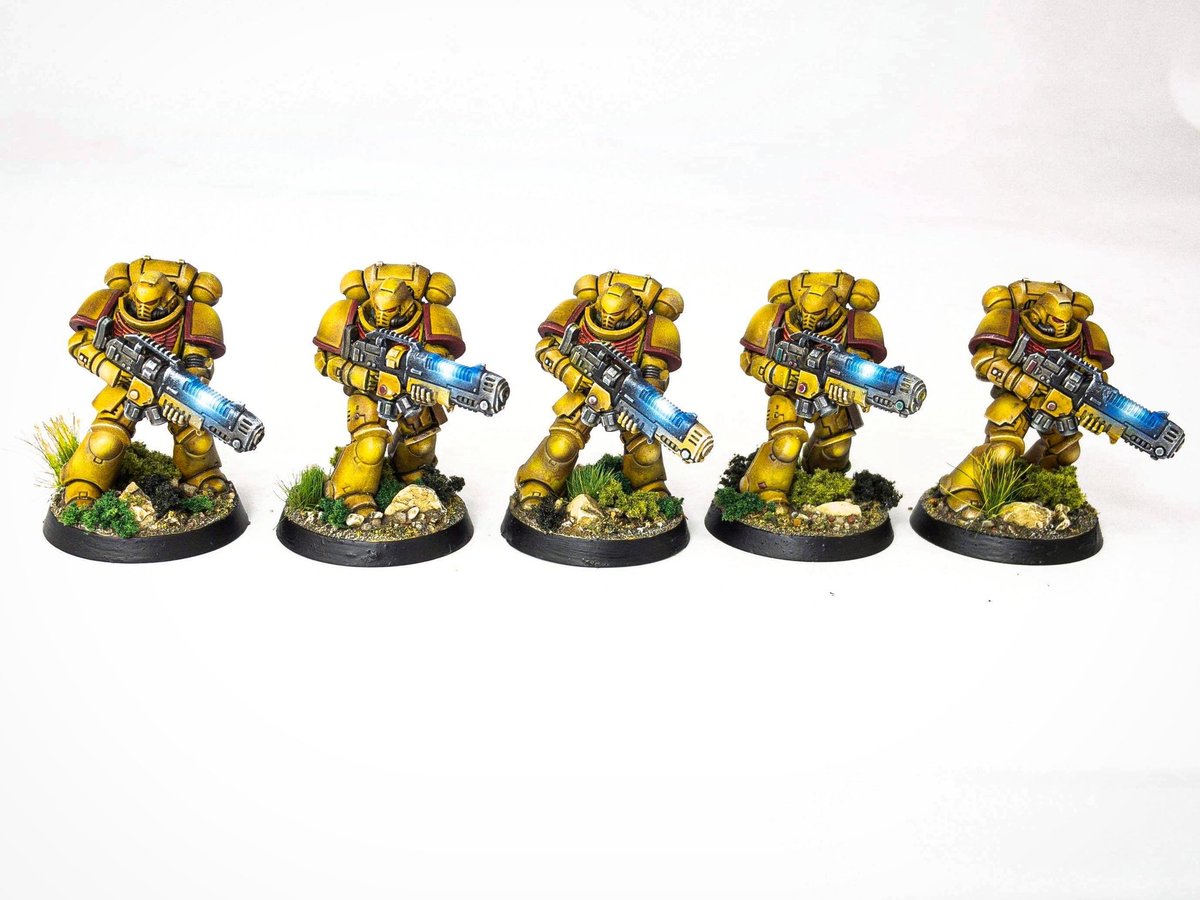 Deathguardman's tweet image. Imperial fists Hellblasters.
#wickedgamingstudios 
#imperialfists 
#hellblasters
#paintingwarhammer 
#miniaturepainting