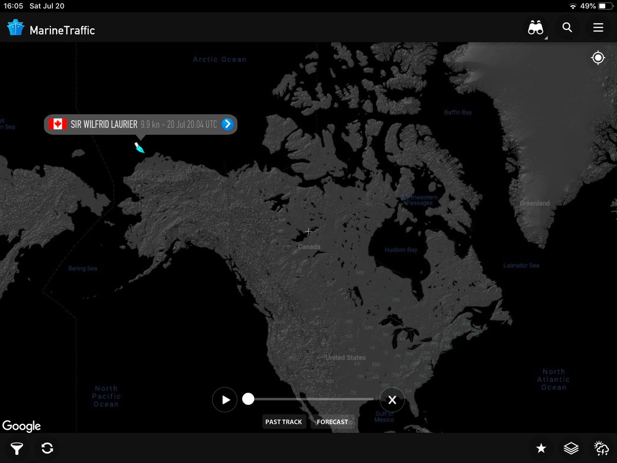 Current position of the CCGS WILFRID LAURIER. 
<a href="/CoastGuardCAN/">Canadian Coast Guard</a> <a href="/MarineTraffic/">MarineTraffic</a> #CCGSSIRWILFRIDLAURIER