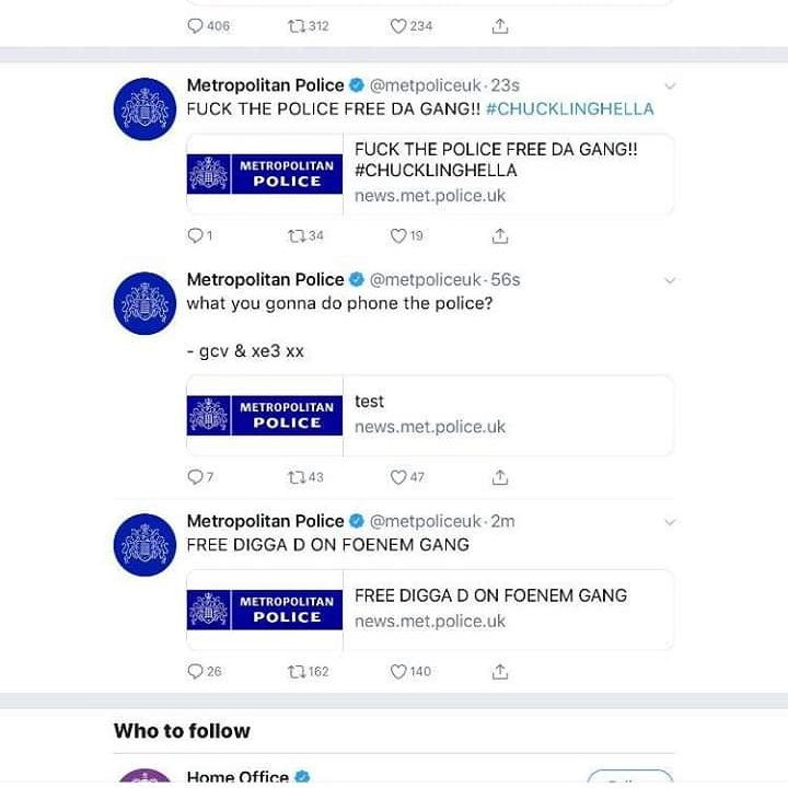 Metropolitan Twitter account been hacked 🙊😁