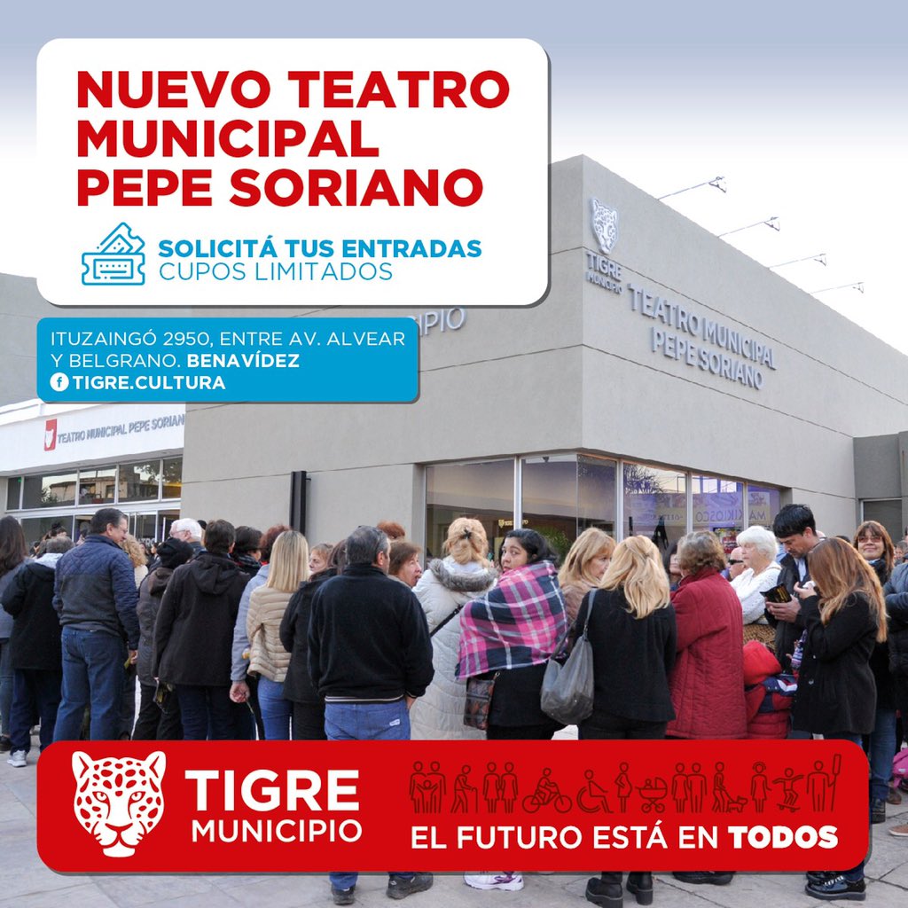CristianLisera's tweet photo. Nuevo Teatro Municipal "Pepe Soriano" 🎭🐯
Estas vacaciones de invierno, disfrutá de las mejores obras🤩 . @MunicipioTigre #ElFuturoEstaEnTodos https://t.co/nQbgFQ7gl6