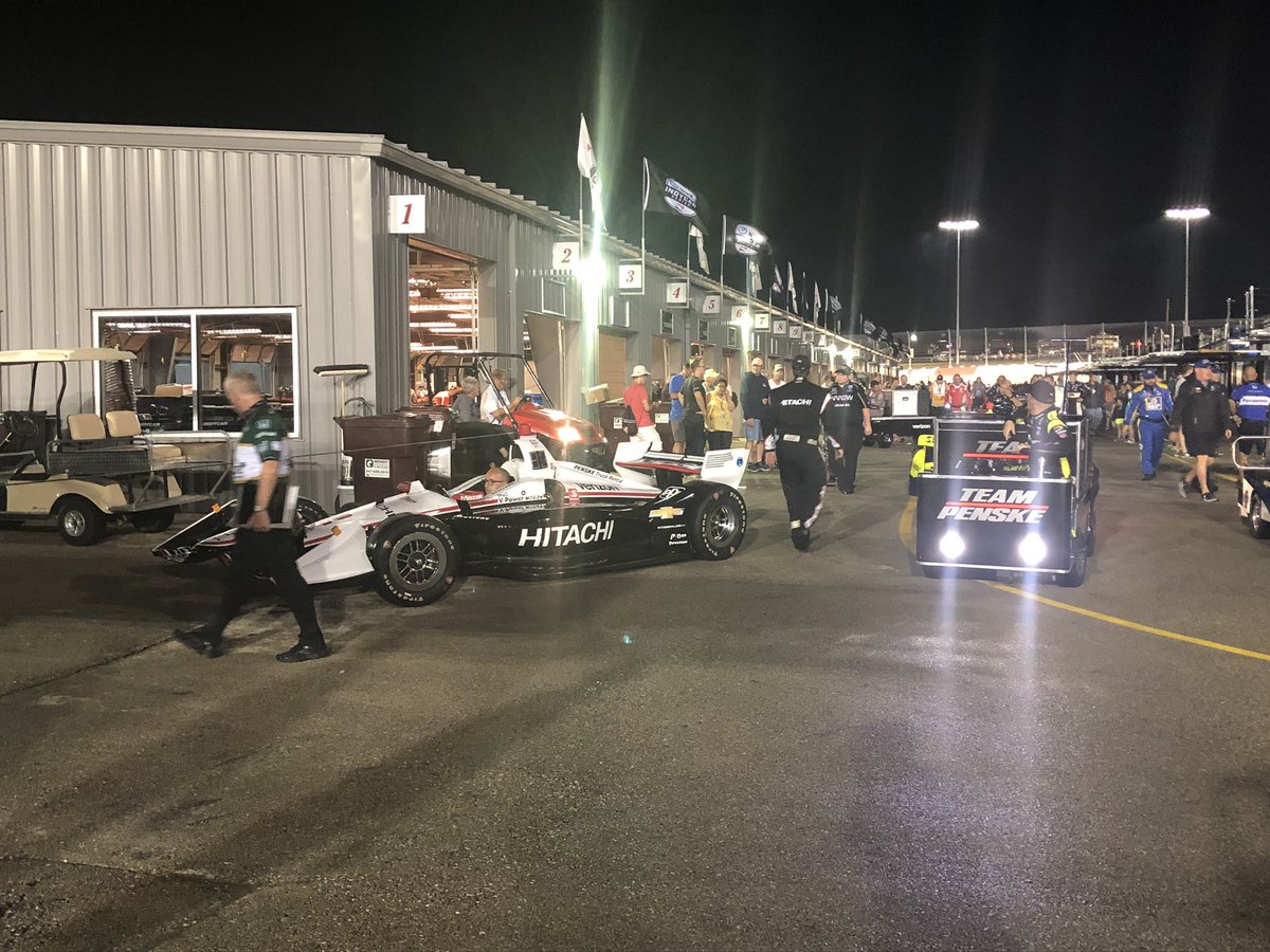 Team_Penske's tweet photo. Cars are being pushed out onto the grid. It looks like we’re going night racing folks (finally)! 😆

#INDYCAR | #Iowa300 https://t.co/VnTJ8nm7lj