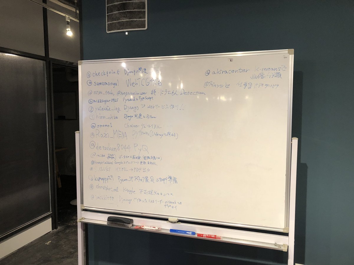 checkpoint's tweet image. Pythonもくもく会。今日はこんな感じ。 #mokupy