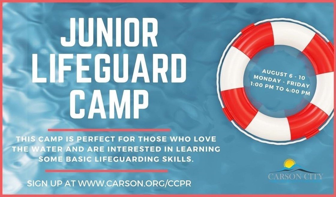 CCPRDept's tweet photo. Almost old enough to be a lifeguard, but not quite there? Try Junior Lifeguard Camp! This is a week long camp that teaches lifeguard skills at the Carson City Aquatic Facility. This camp is geared toward teens between 11 - 15. Sign up at: https://t.co/yVtDdz8asc. https://t.co/9NHngLHiFW