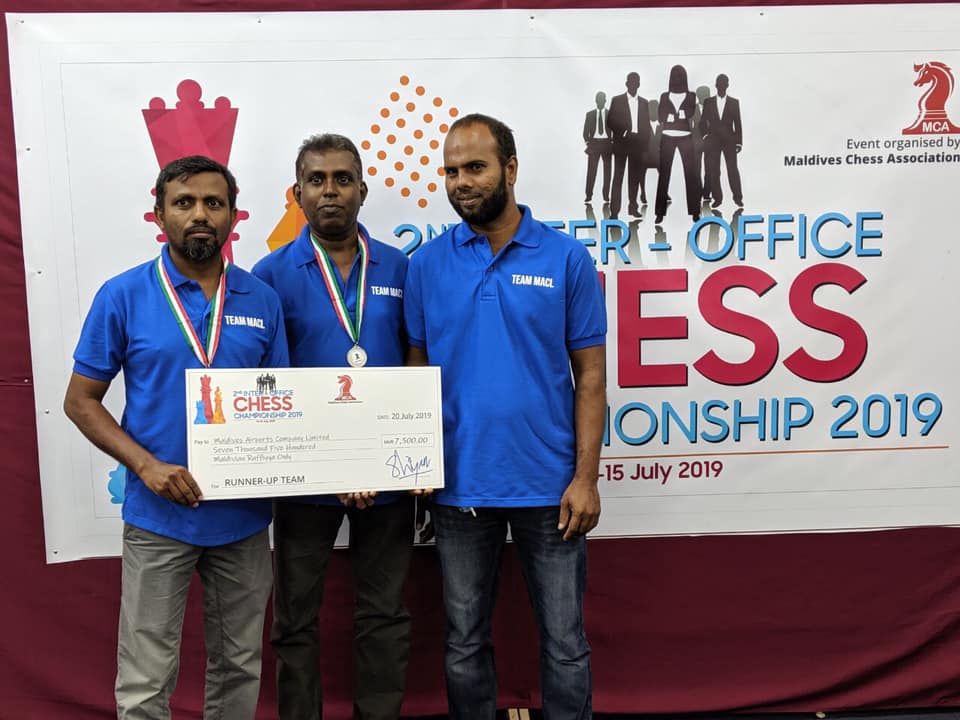 mv chess association (@maldiveschess) on Twitter photo Congratulations to team Maldives Ports Limited for winning the 2nd interoffice chess Championship, Runner-up Airports Company Limited and 2nd Runner-up Dhiraagu <a href="/IbrahimShaaz/">Ibrahim Shaaz H. 🇲🇻</a> Congratulations to team Maldives Ports Limited for winning the 2nd interoffice chess Championship, Runner-up Airports Company Limited and 2nd Runner-up Dhiraagu <a href="/IbrahimShaaz/">Ibrahim Shaaz H. 🇲🇻</a>