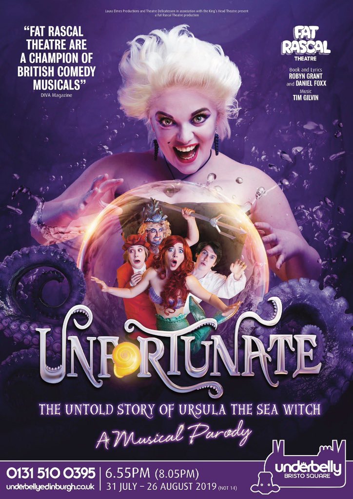#Sheffield or #Edinburgh people make sure you do everything possible to see and support #unfortunatemusical, it’s so funny, and well produced and these guys need your support! Congrats @WeAreFatRascal for a brilliant preview! #urszulatheseawitch #notadisneyshow #departure2019