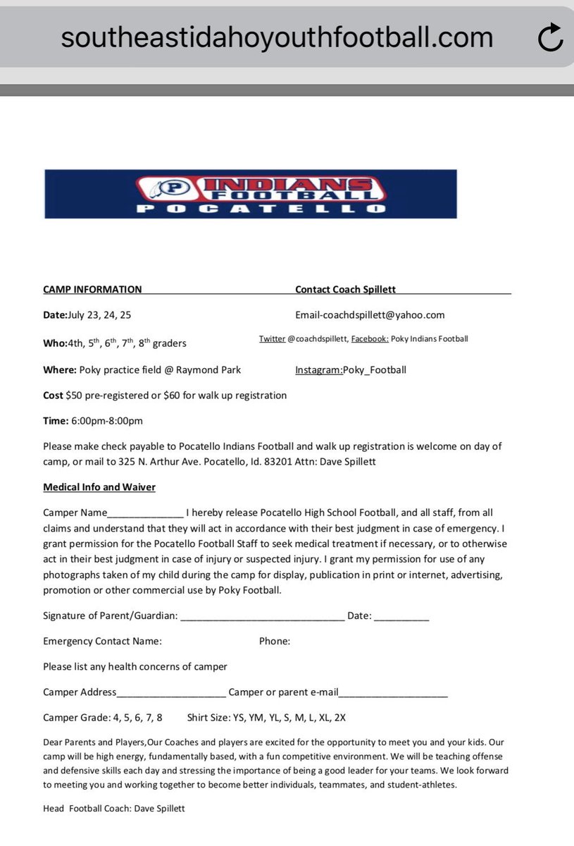 Our youth camp starts this upcoming week. Please spread the word. We’re looking forward to another great camp.