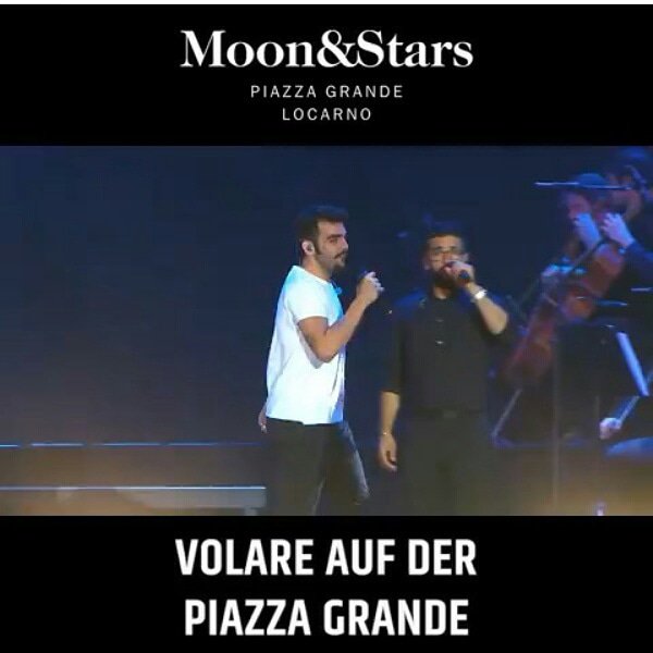 AdoptadaBarone's tweet photo. moonandstarsfestival: #ilvolo performen den grossen Italo Hit <<Volare>> und die ganze Piazza Grande singt mit ✨ #msf19 #koncert #singen #volare #piazzagrande https://t.co/y9ZEHYe4Rs