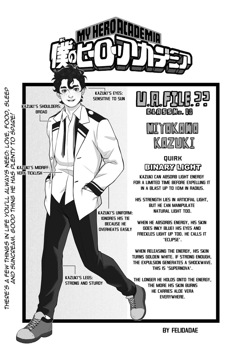 #bnhaoc behold…kazuki’s locker, overrun with ‘just one more cute magnet’ from the <a href="/bnhaoczine/">Cheese</a> and his updated hero name Binary Light!! basically he’s hopeless big brother energy manifest 🌒☀️