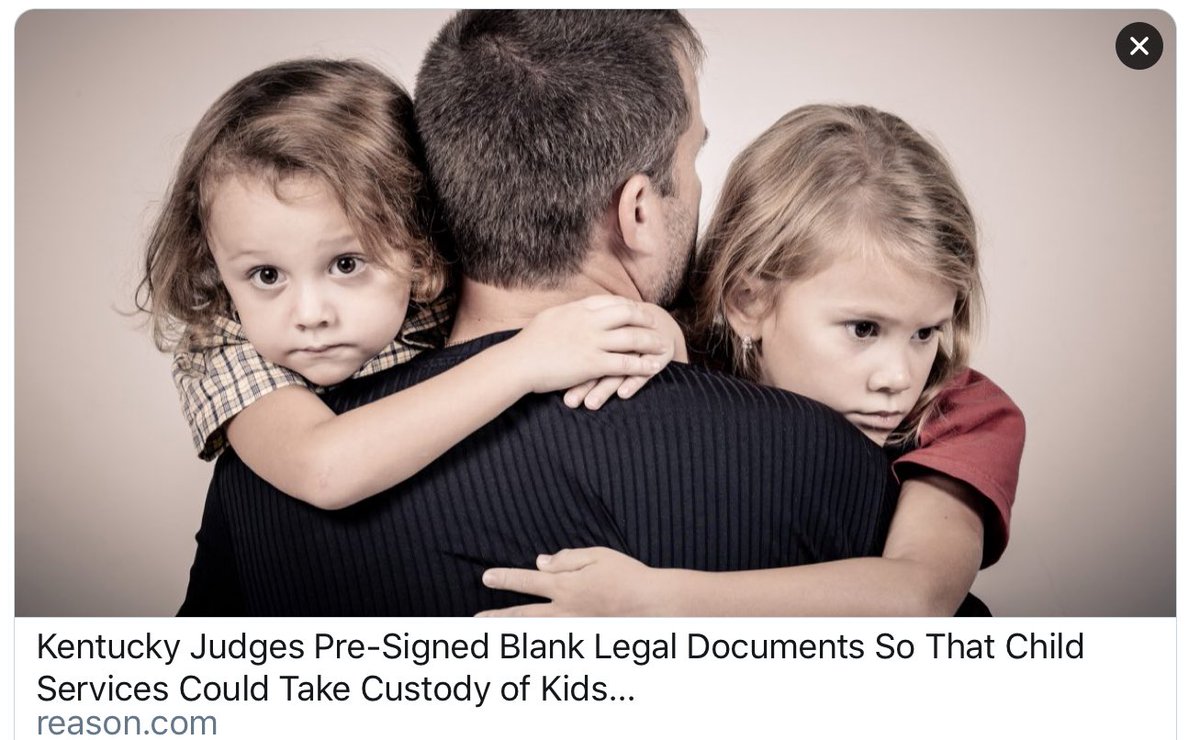 Kentucky Judges Pre-Signed Blank Legal Documents So That Child ServicesCould Take Custody of Children At Their Own Discretion Stop Corruption in  #CPS  #FamilyCourt  #DHS  #JudicialSystem  https://reason.com/2019/05/09/kentucky-cabinet-family-health-child-services-judges-pre-signed/
