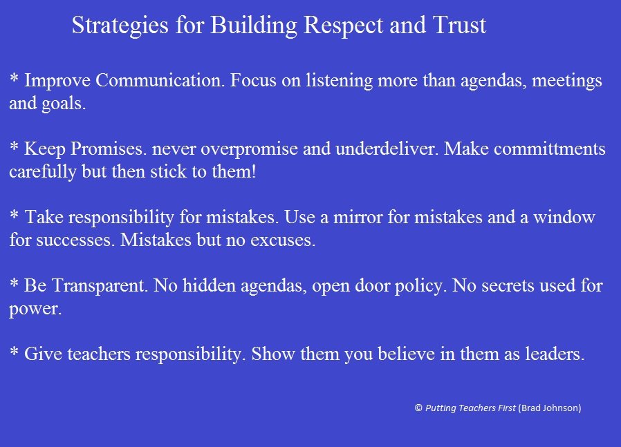 Admin, respect &amp; trust are critical for a positive school culture. Here are 5 essential strategies to help you in building them with your staff.
