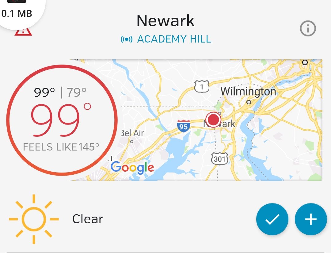 BriMercedes's tweet photo. Yes this 145° heat index is real; McScuse me what the heck Newark https://t.co/9gX1qglrGv