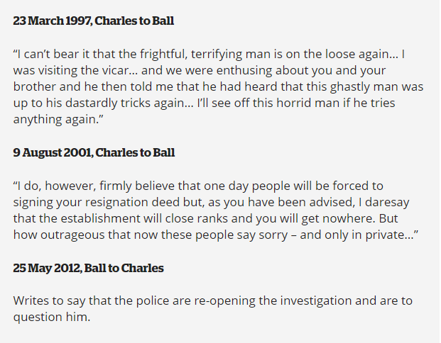 Prince Charles in revealed letters promised to "see off..." one of Peter Ball's victims Neil Todd who later committed "suicide" in 2012 as a renewed investigation opened up.  #OpDeathEaters1.  https://inews.co.uk/news/uk/prince-charles-paedophile-bishop-peter-ball/ 2.  https://www.thetimes.co.uk/article/victims-partner-urges-abuse-inquiry-to-check-out-jailed-bishop-lct633vv7qd