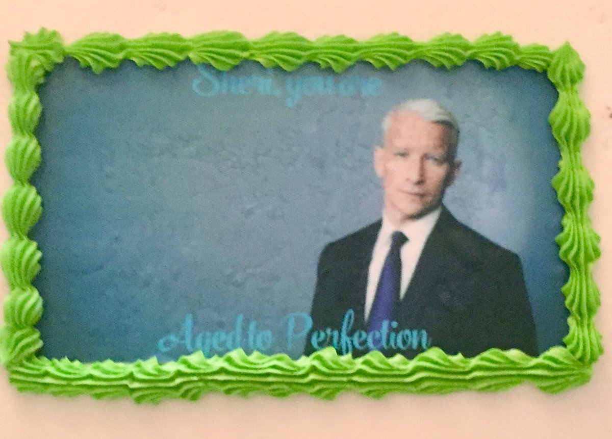 Carambeck's tweet photo. Nothing like an @andersoncooper birthday cake to make it a perfect day. https://t.co/zLy6b3dXeV
