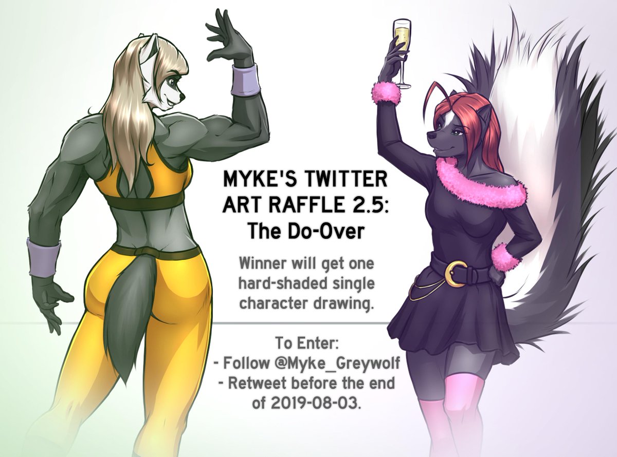Myke_Greywolf's tweet image. Let's do this again, properly this time! Follow me and retweet this post and you could be the winner of a hard-shaded character drawing done by me! Dead line for entries is 2019-08-03. Raffle accounts will be DQ.

#artraffle #artgiveaway #furry #furries