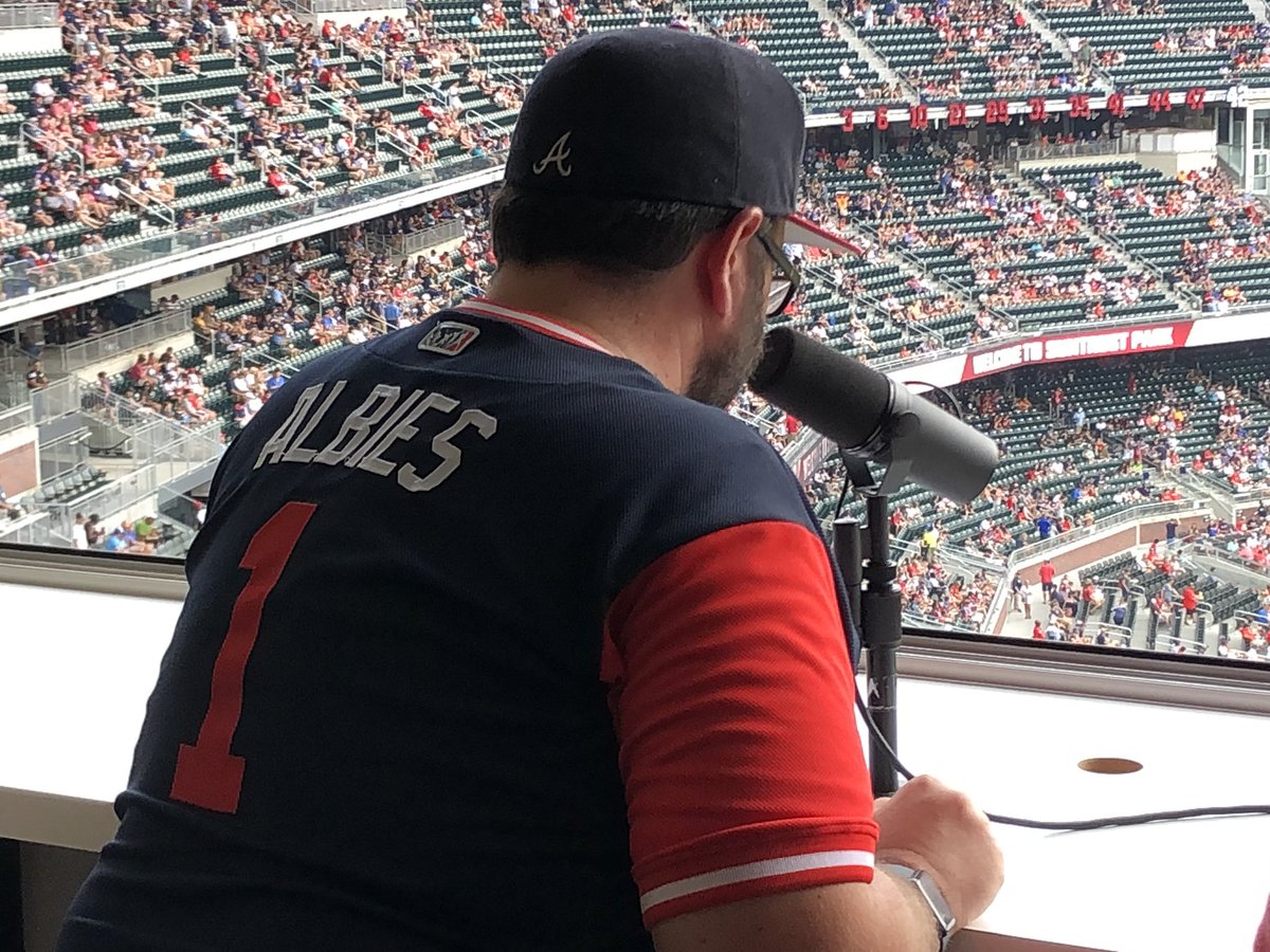 thebob_o's tweet photo. Thanks to the @Braves for an amazing opportunity again tonight!  I’ll definitely stay behind the scenes most days, but it was fun to be on the mic in my favorite place!  #ChopOn https://t.co/QGchaXwHZs