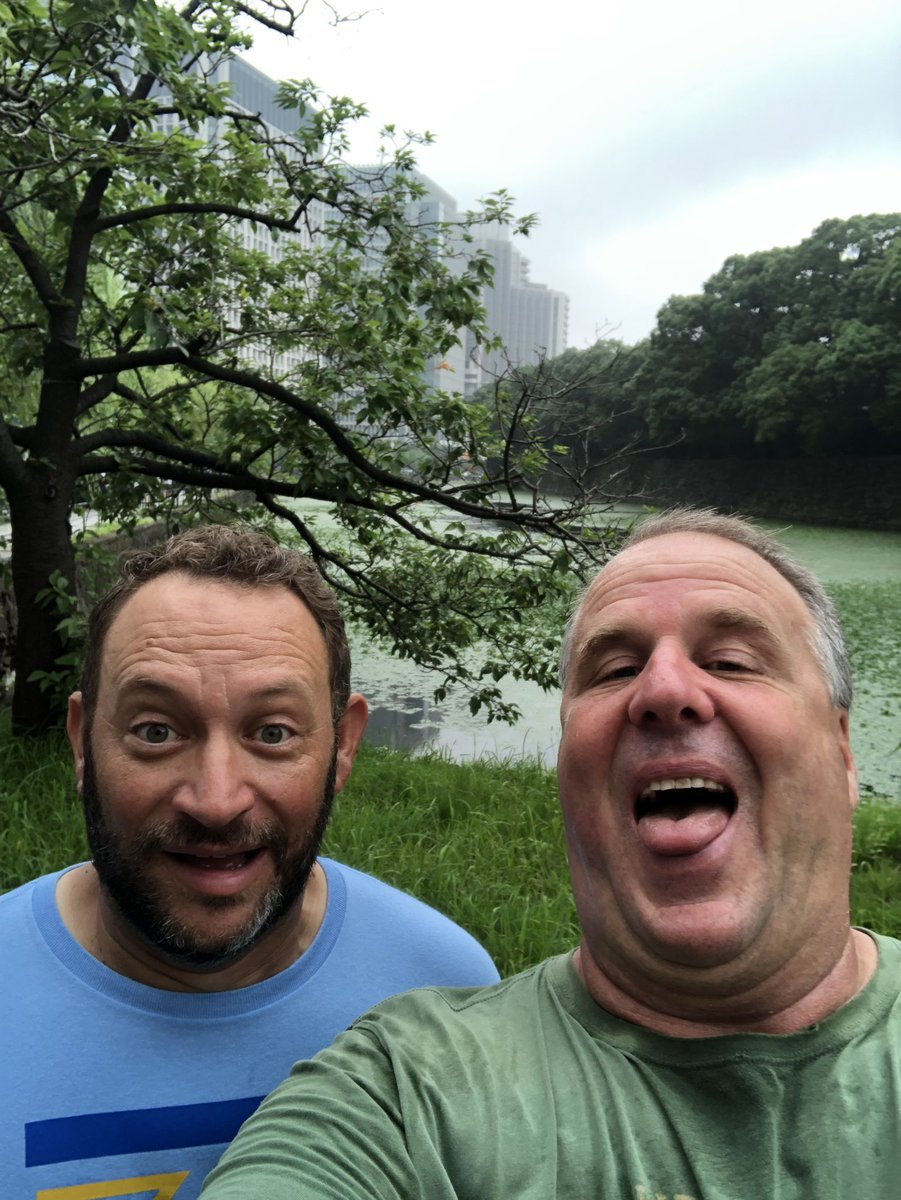 Couple highly trained Nebraska Foodies just completed 5k walk around Imperial Palace!#Tokyo#neveragain#powergenetics