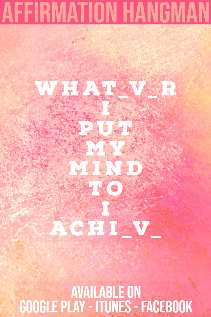 SFrenzy222's tweet photo. Click the link &amp; Download #Affirmation Hangman Today! #Affirmations #Lawofattraction @PositiveThoughts #ChangeYourThoughts #ChangeYourLife #DailyAffirmations  #Manifesting #Universe #ThirdEye 

Google Play  - https://t.co/a7Bpjrtay4 

Itunes - https://t.co/N8jMXB5RKT https://t.co/AjBLfilOy5