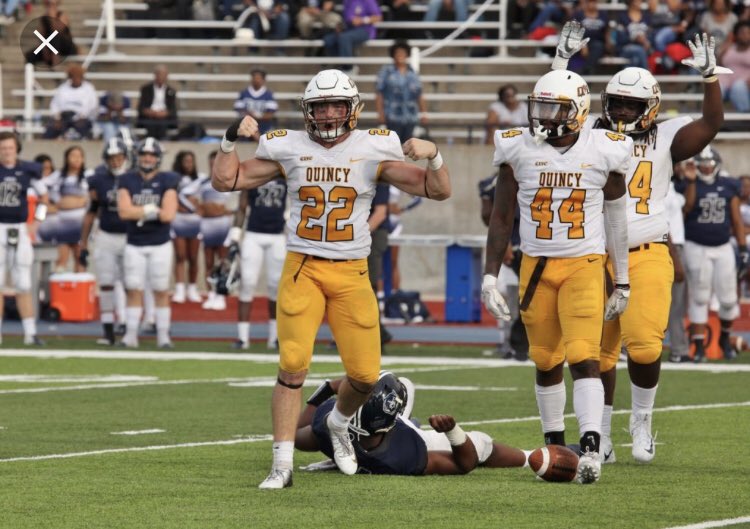 Dre22Cain's tweet photo. Beyond Blessed To Have Received An Offer From THE Quincy University⚡️ #AGTG #GOHAWKS https://t.co/dJm814V23E