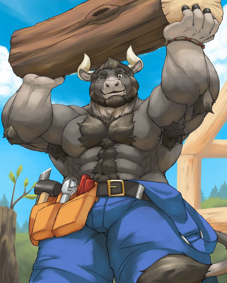 Ralph E. Tiger ( Also At BlueSky) on X: Havent done bulls in a while so  decided to draw a buff carpenter bull, cutting down his own trees and  building a wooden