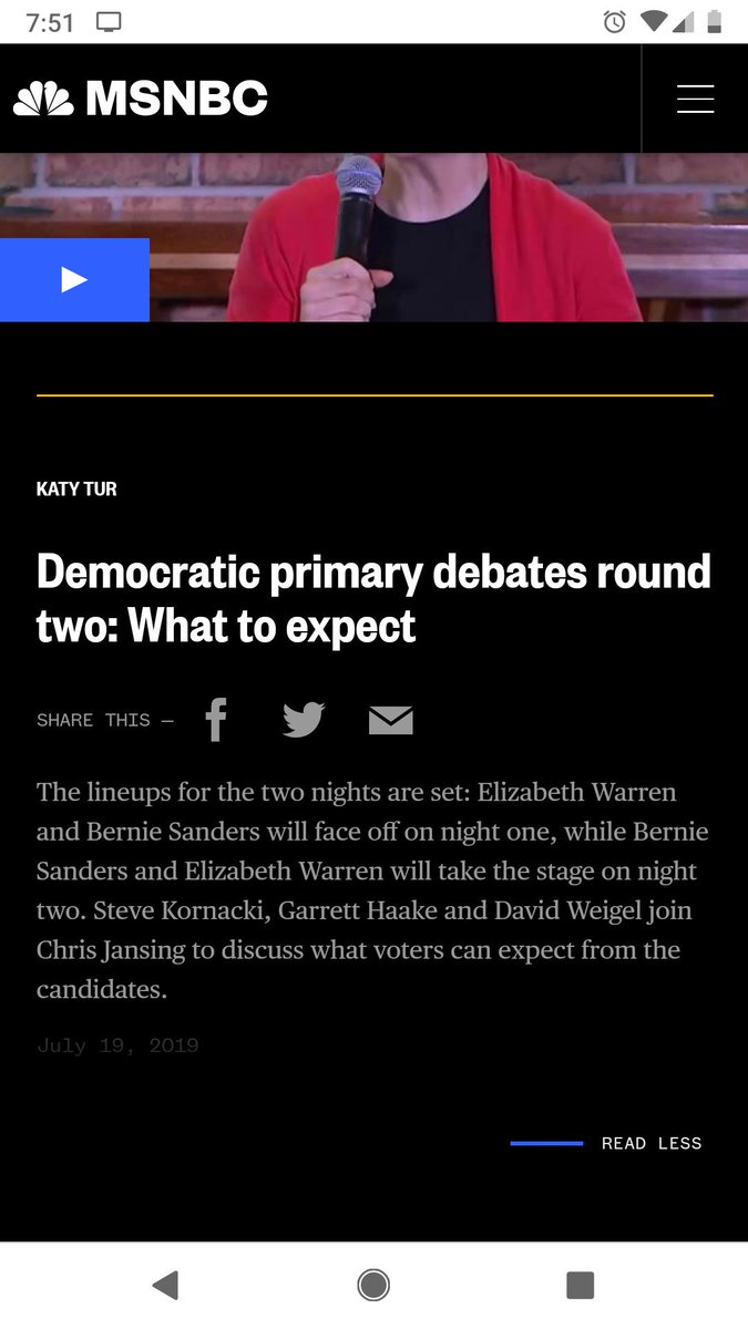 JeffffRicks's tweet photo. Wow... Two nights of Warren and Sanders! Wonder when everyone else will debate. Thanks for the info @MSNBC . Need a freelance editor? I'm available. https://t.co/hqBmH6Pvuk