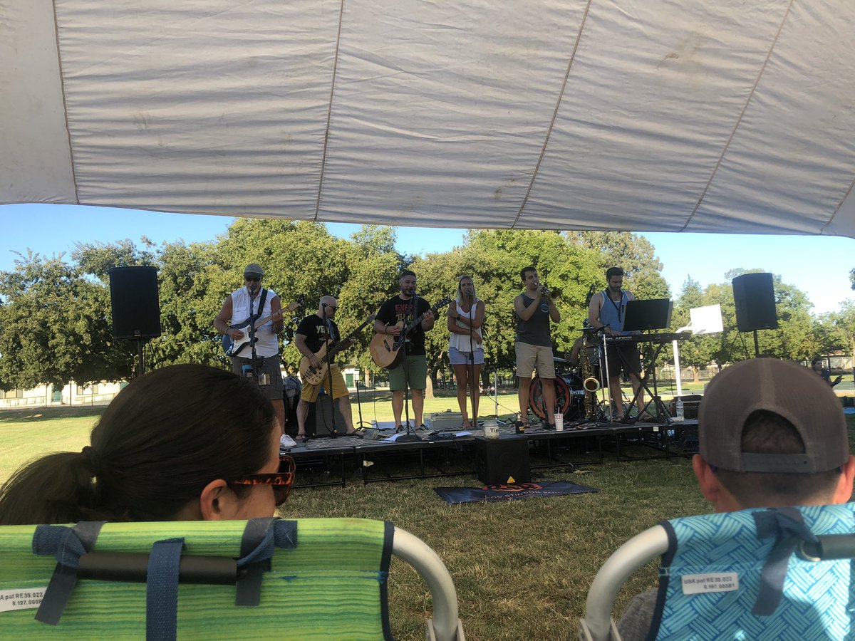 Rod and band are rocking the park.