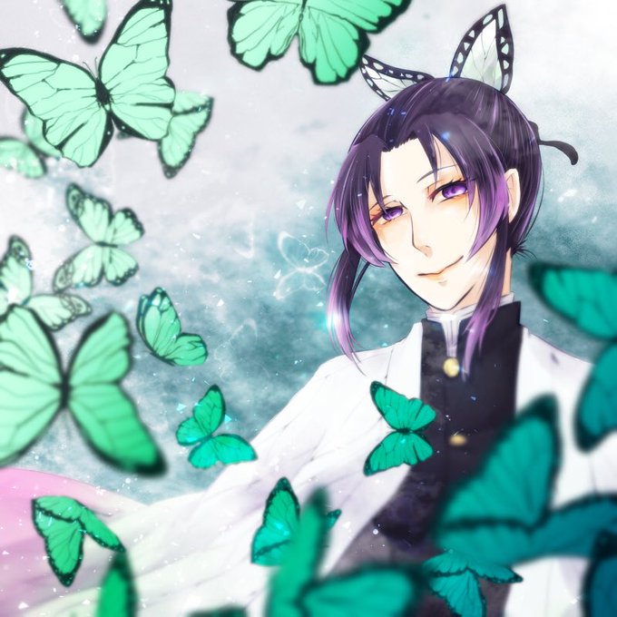 七ノヱさんがTwitterに投稿した胡蝶しのぶ(鬼滅の刃)のイラスト。