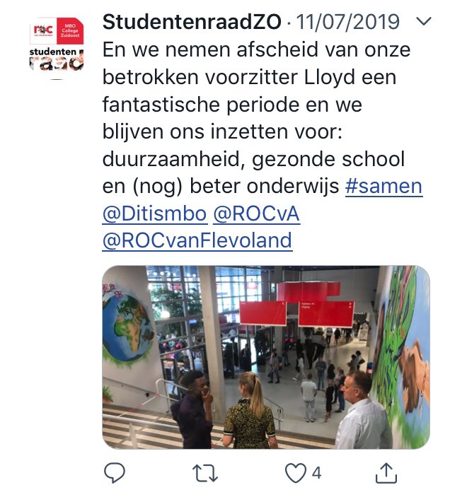 Toch leuk om onze inrichting van de entree en aula van ROCvA Fraijlemaborg zo nu en dan langs te zien komen