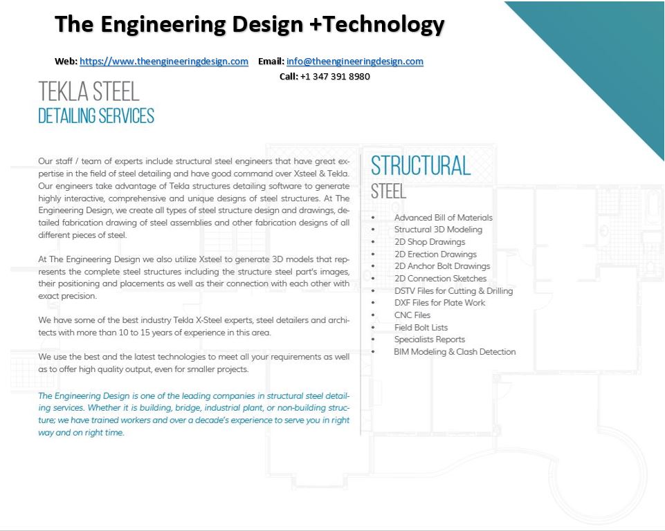 WilliamAnton15's tweet photo. The Engineering Design +Technology
Your trusted and reliable outsource TEKLA service expert.
Web: https://t.co/ZPp4ZZEZ56
Email: info@theengineeringdesign.com
#outsoruceTEKLAexpert #2Dshopdrawing #2Derectiondrawings #2Danchorboltdrawings #2Dconnectionsketches #BIMmodeling https://t.co/3VVhaacHVF