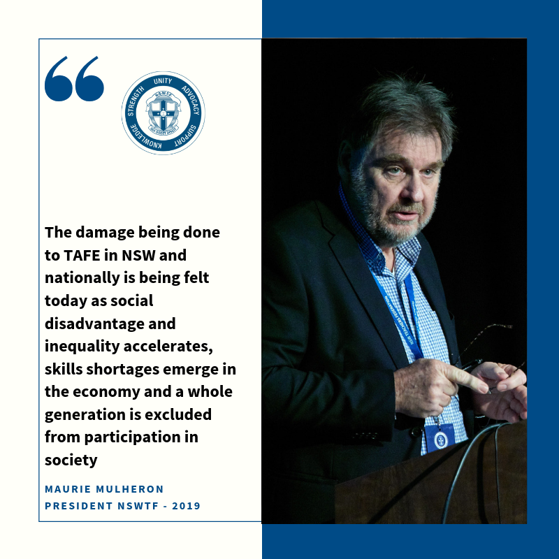 TeachersFed's tweet photo. Conference delegates today endorsed Federation working with the national body to organise the forum, which will involve #TAFE members, academic researchers, TAFE management, social partners, other unions, employer groups, policy advisers and politicians. #TFAC19 #StopTAFECuts https://t.co/nvKbgaMvt5