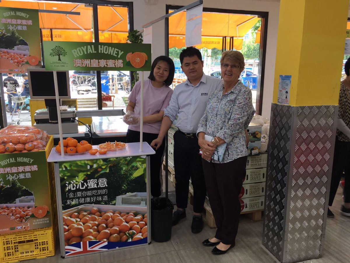 IronbarkCitrus's tweet photo. Susan has been busy visiting supermarkets in China!  Meeting lots of happy Ironbark customers along the way! 🇨🇳

#mandarins #aussieproduce https://t.co/eTSfpCvaPx