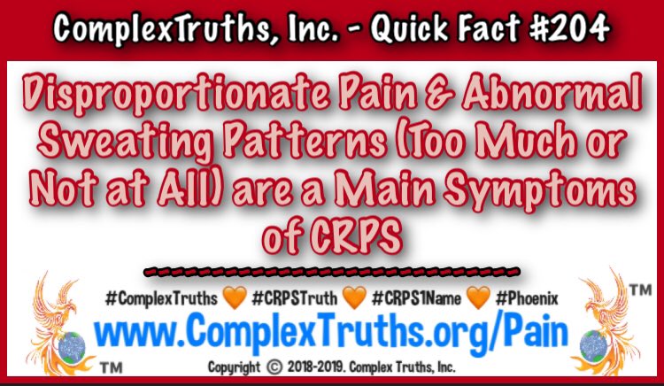 Do you have sweat dysfunction since the onset of #CRPS? complextruths.org/pain 🔥 #ComplexTruths #RSD #crpsrsd #doctor #postsurgery #electivesurgery #shoulderreplacement #cast #hipreplacement #hipsurgery #kneearthroscopy #shoulderarthroscopy @New2Sheri  @CMattocks1