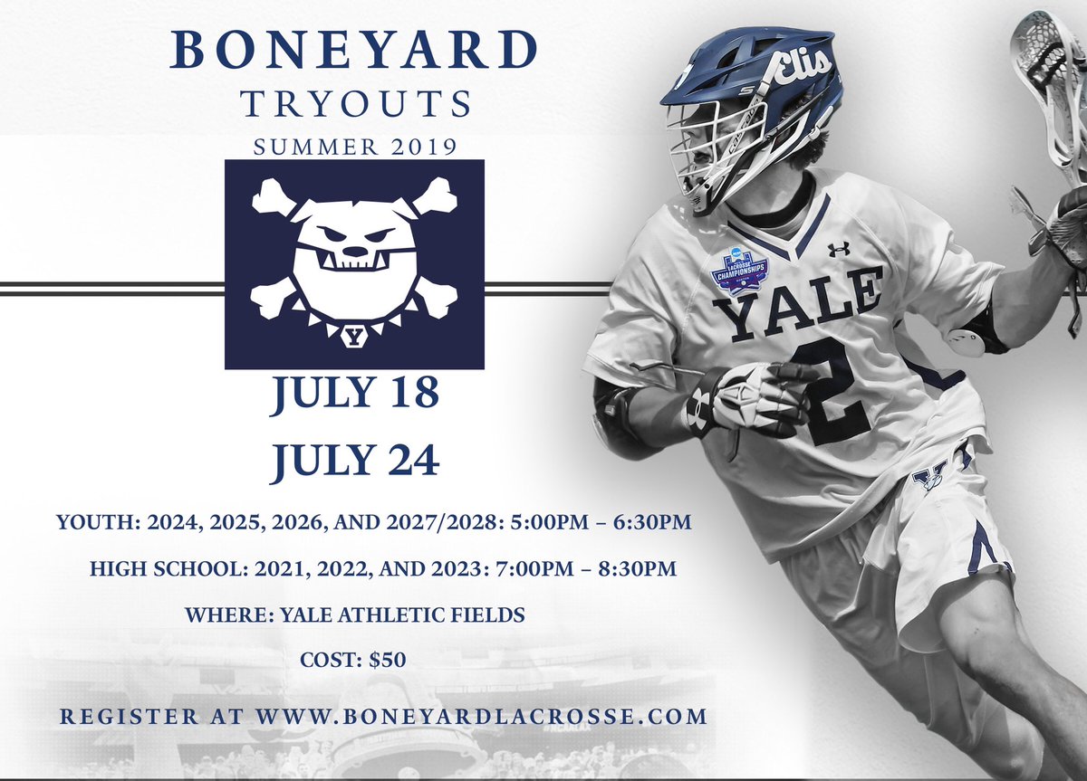 🚨 Tryout Registration is Open 🚨             

Sign up here 👇🏻
boneyardlacrosse.com

Information 👇🏻