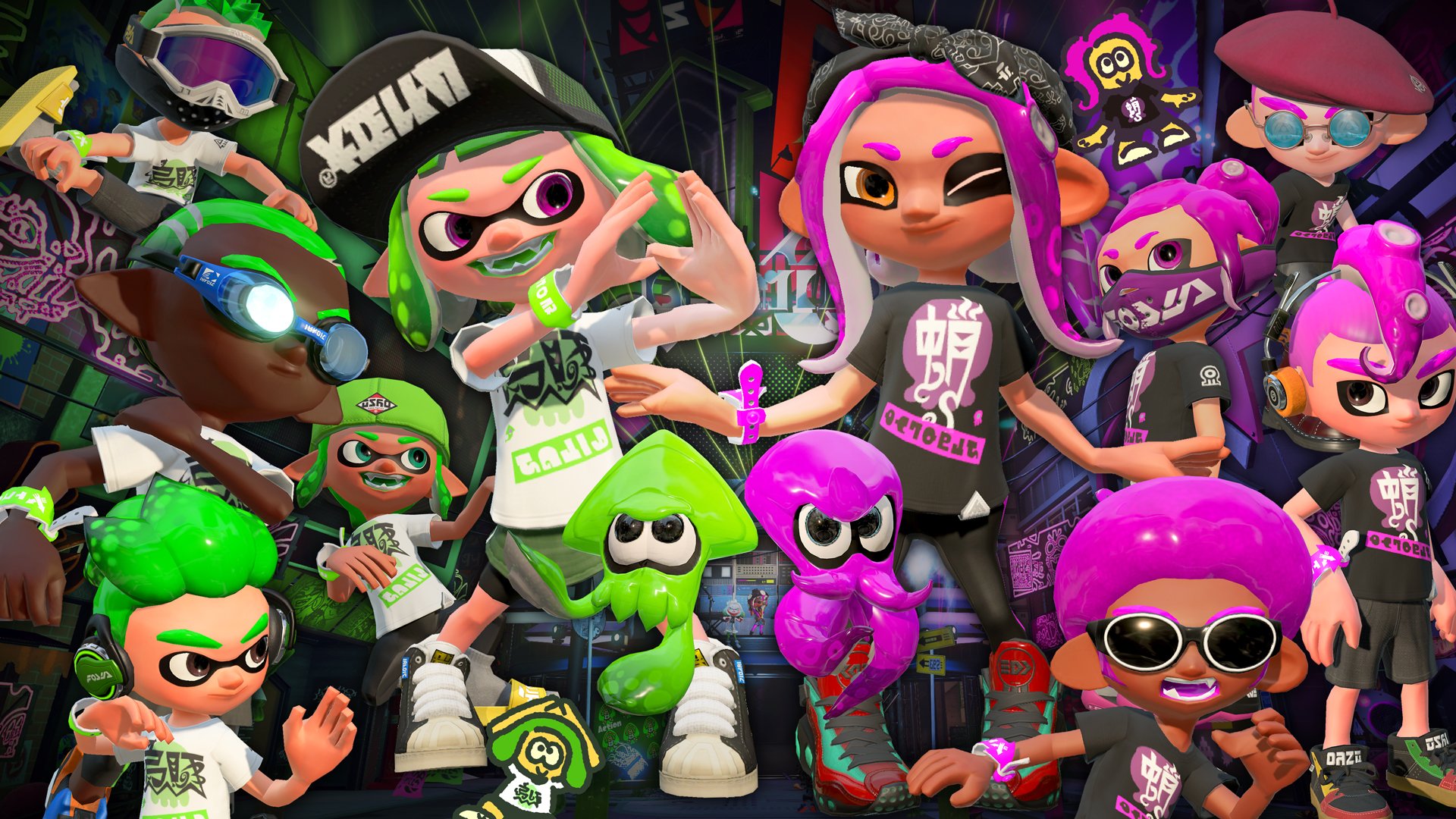 Splatoon スプラトゥーン スプラトゥーン2の歩み スプラトゥーン2 発売から1年 大ナワバリバトルが友好的に開催される 18年7月18日 オリジナルサウンドトラック第2弾 Octotune 発売 18年7月21日 1周年記念フェス イカ Vs タコ