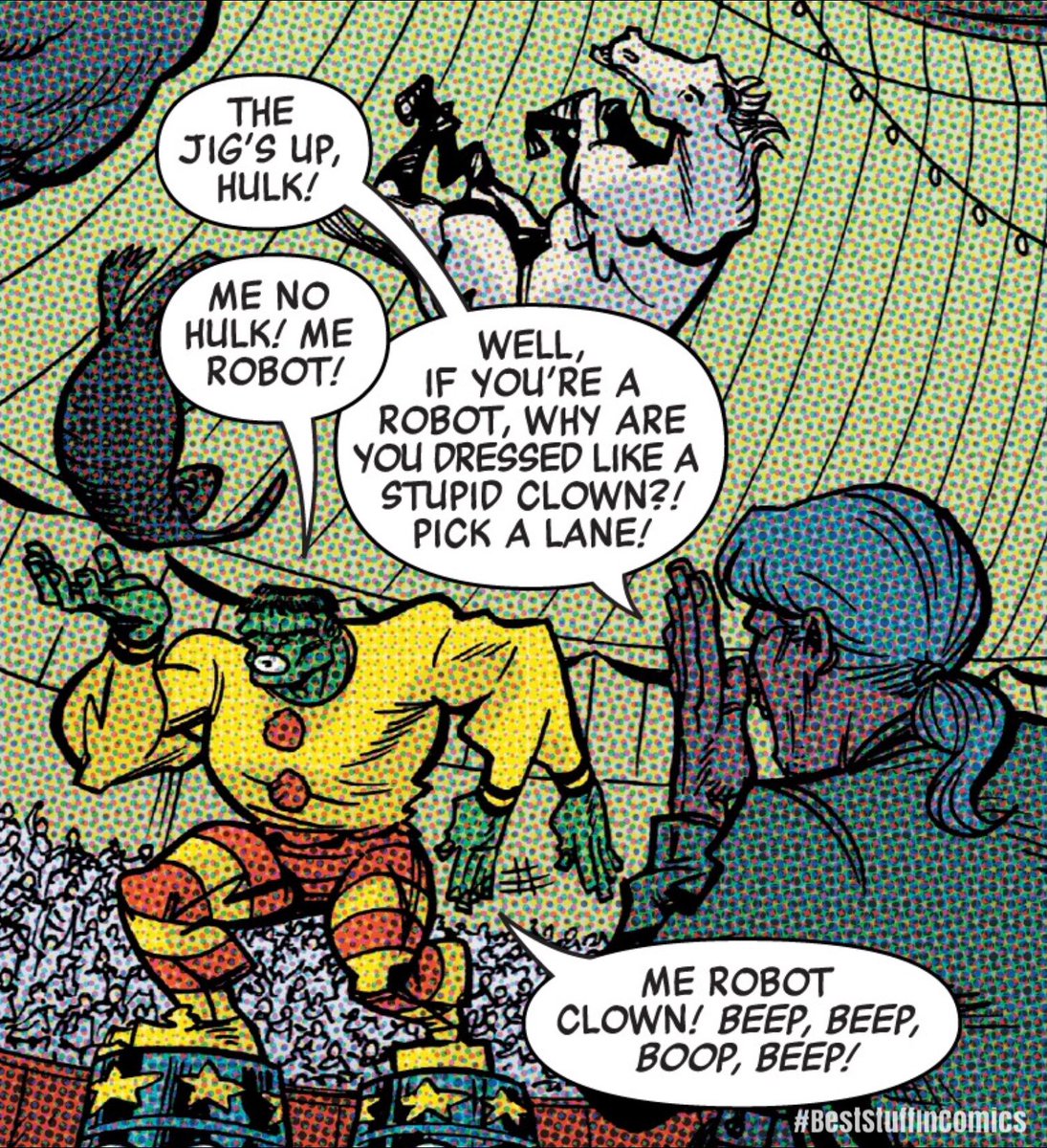 GManFromHeck's tweet photo. Best Thing To Say When Pretending To Be A Robot Clown — #CosmicGhostRider Destroys #Marvel History
#BestStuffInComics 
https://t.co/6Ojq1AoBWR https://t.co/GQqr53JSbl